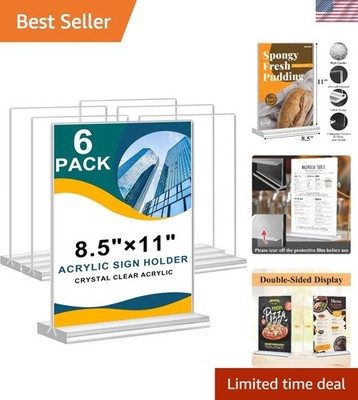 Acrylic Sign Holder 8.5 x 11, Double Sided Clear Acrylic Display Table Signs ...