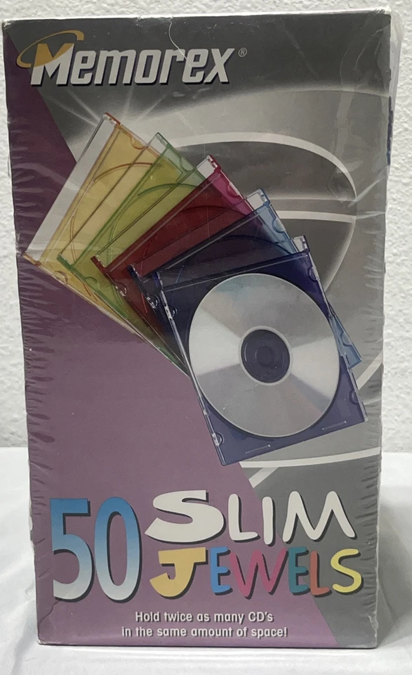 Memorex Slim Jewel Cases Multi Color 50 Pack For CD's CD-Rom Games CD-R New NOS - Image 3 of 4