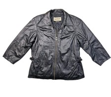 M. Julian Wilson Leather Black Leather Zip Up Long Sleeve Jacket Mens XL (READ)