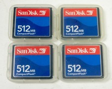 Lot of 4 Sandisk 512MB Compact Flash Cards in Cases CLEAN  TESTED