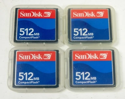 Lot of 4 Sandisk 512MB Compact Flash Cards in Cases CLEAN & TESTED - image 1 of 2