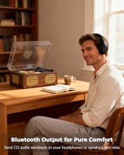 Portable Retro CD Player Bluetooth HiFi Speakers USB AUX Rechargeable