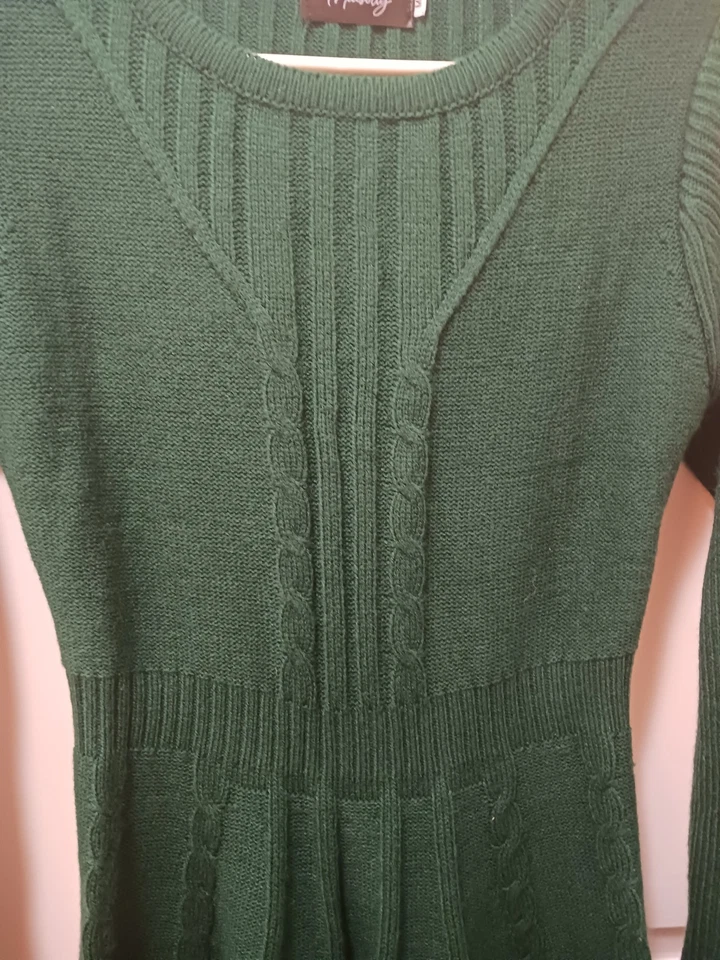 Vestido Suéter Maisolly Fit & Flare Verde Tejido con Cable Talla M Navidad Vacaciones Elfo Foto 4 de 4