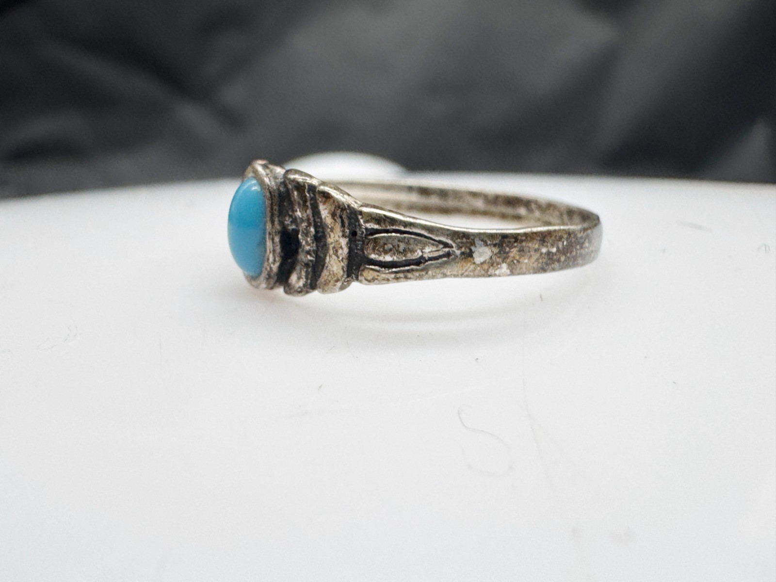 VINTAGE SOLID SILVER GOTHIC TURQUOISE SET  LADIES… - image 3