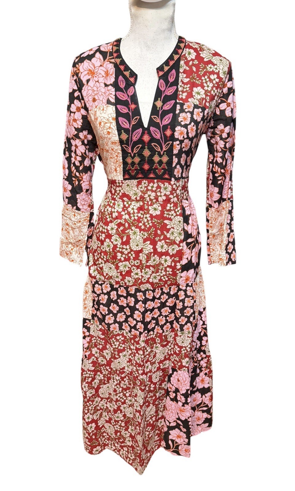 Johnny Was Flora Boho Patchwork Cotton Floral Tie… - image 2