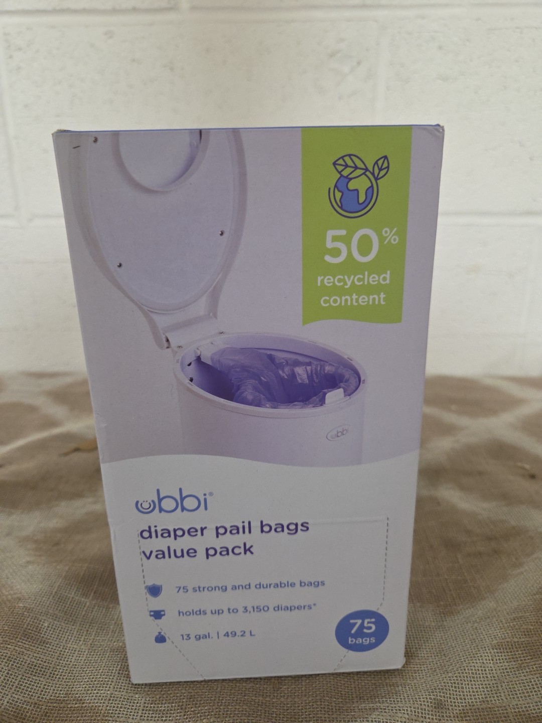 Ubbi Disposable Diaper Pail Plastic Bags, Value 75 Count (Pack of 1),
