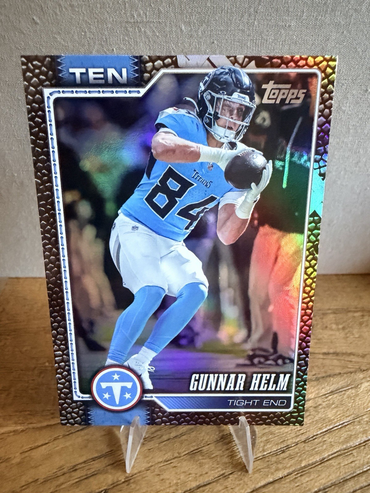 2026 Topps Flagship Football #255 Gunnar Helm Leather Foil Tennessee Titans
