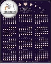 2026 Wall Calendar - Moon Phases Poster, 11 x 14 inches Hangable Full Moon Cycle