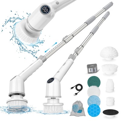 Electric Spin Scrubber, Cordless Power Scrubber 450RPM with Triple Speeds, 12...
