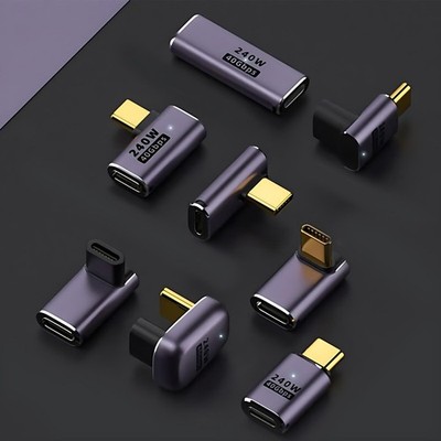 U-Shape Straight Angle Adapter Portable USB C Adapters Type-C Female to Type-C