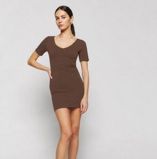 NWT Reformation Aubriella Knit Brown Mini Dress in “Cafe” , Size: Large