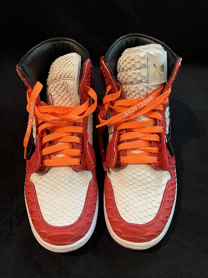 Jordan 1 Off-White Chicago x Tênis Cirurgião Couro Píton Tamanho 12 (Usado uma vez) - Imagem 4 de 4