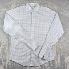 Brooks Brothers Shirt Mens 16 Blue Check Non Iron Slim Fit 36/37 Cotton Dress