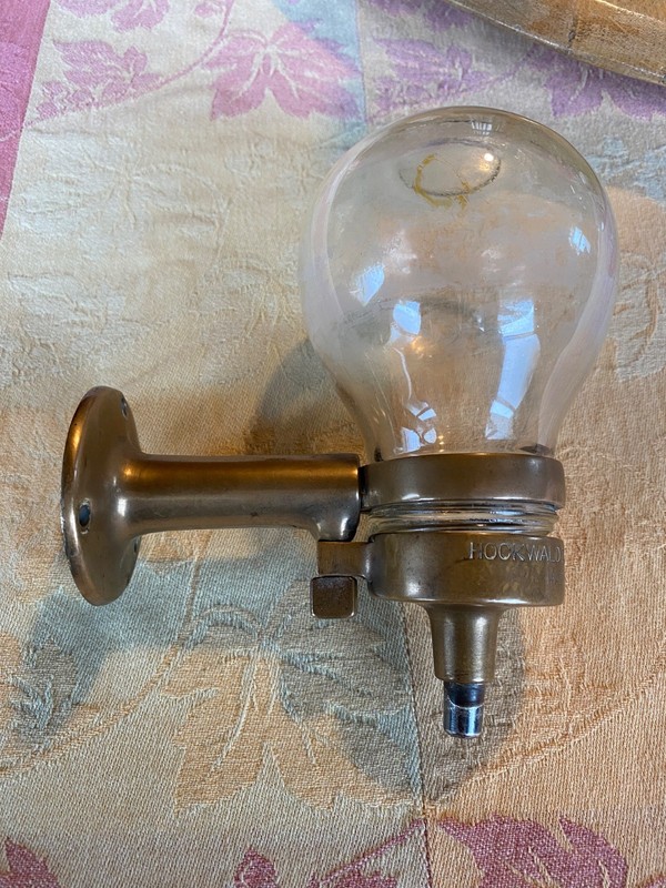Hockwald Chemical Co. S.F. CA Rare 1915 Soap Dispenser Glass & Brass Wall Mount