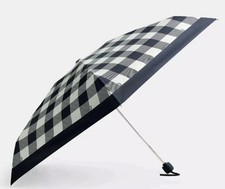 Coach Black Multi Uv Protection Gingham Print Mini Umbrella CFA47 - New