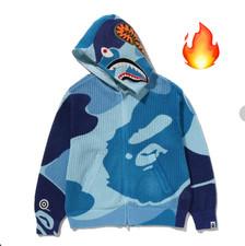 Felpa con cappuccio e zip intera BAPE ABC CAMO CROCHET SHARK A BATHING APE ABC CAMO uncinetto squalo