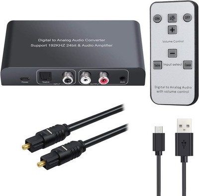 DAC Konverter 192kHz mit Fernbedienung für Analog Stereo L/R RCA