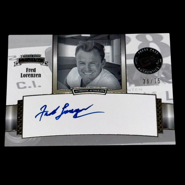 Fred Lorenzen NASCAR HOF signed card 2012 LEGENDS PRESS PASS AUTHENTICS #38/75
