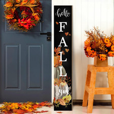 Hello Fall Y'All Wooden Porch Sign 47" Autumn Large Welcome Porch Sign for Pumpk