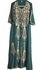 moroccan Dress caftan Mumu Handbeaded and Embroidered Emerald Green Oversized