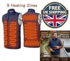 Heated Jacket Electric Vest Mens Heating Gilet Warm Thermal USB Battery Navy