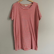 Everlane Striped T-Shirt Dress Womens Medium Red Orange White Nautical Casual