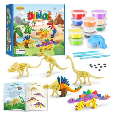 Dinosaur Air Dry Clay Kit   Create 5 Dinosaur Models with 12 Colors of Modeli...