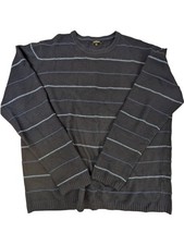 Jaeger Striped Jumper Navy Crew Neck Wool Blend - XL