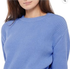 GAP Women s Light Blue Ribbed Knit Shaker Crewneck Sweater Size Medium NWT