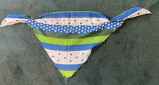 Vtg 1960s 70s Art Mod Triangle Head Tie Scarf Retro Stripe Polkadot Blue Green