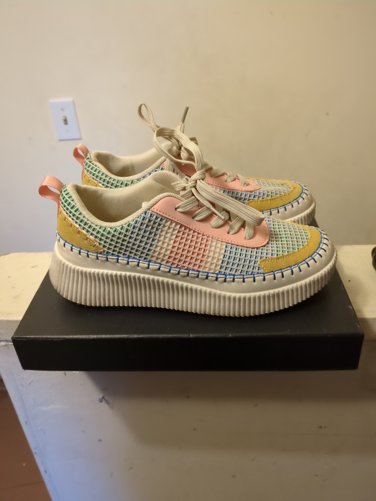 Nicole Miller Multicolor Patchwork Brita Platform… - image 1