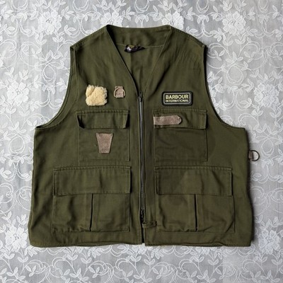 Vintage Barbour Spey D Ring Flyfisher Vest Fly Fishing Gilet Jacket Green XL