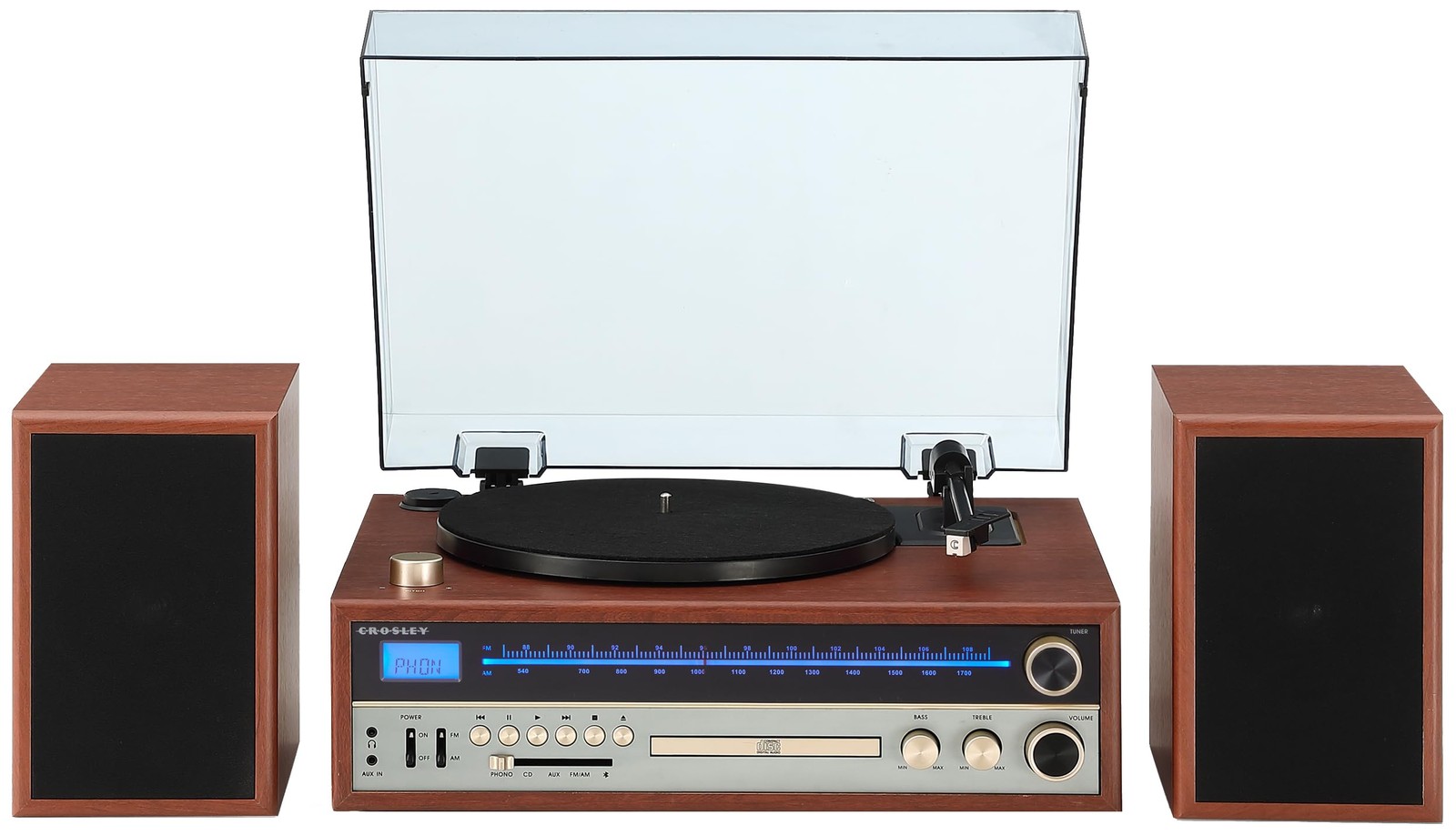 Crosley 1975T Turntable System with Bluetooth, CD, AM/FM and Included Speakers