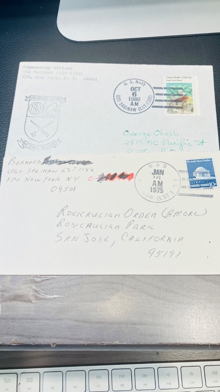 2 copies 1975/80  ship cancel & cachet of USS Saginaw (LST 1188)