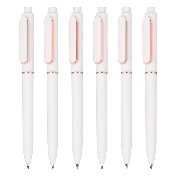 6 Stk. Kugelschreiber 0,5Mm Weiß, Schwarze Tinte, Rollerball-image