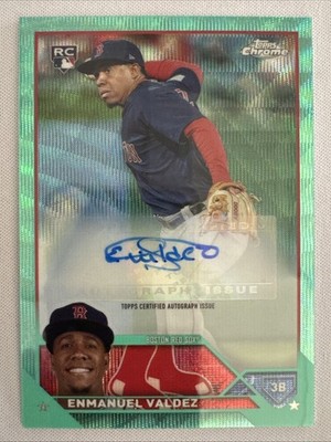 2023 Topps Chrome Update Series Autographs Enmanuel Valdez #AC-EV Aqua Wave /199