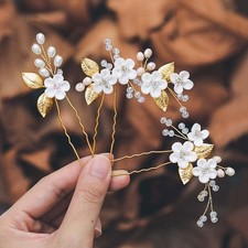 Casdre Flower Bridal Hair Pins Pearl Bride Wedding Hair Accories