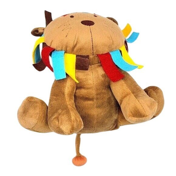 Kidsline Lion Plush Brown 9.5" Felt Tags Sewn Eyes Baby Toy Multicolor Mane