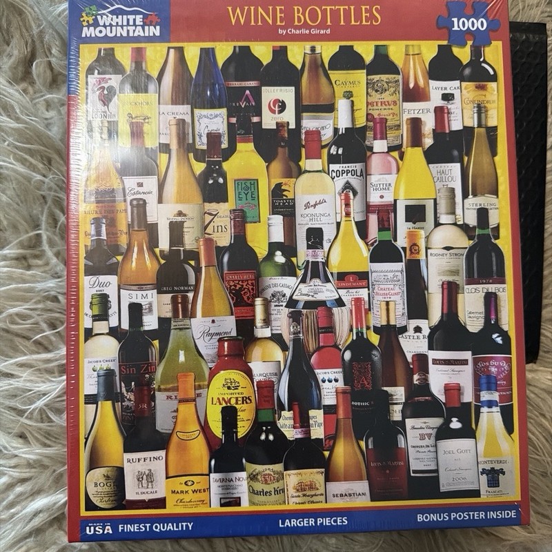 White Mountain Wine Bottles 1000-Piece Interlocking Cardboard Puzzle 1058