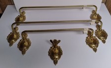 Vintage Brass Bathroom Hardware Accessories Set Ornate Towel Hook Set of 4 SALE