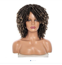 Curly Synthetic Dreadlocks Wig Weaving Cap Elastic Dark/Light Brown One Size
