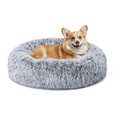 Calming Dog Bed,Donut Washable Warming Soft Round 30 inches Dog Beds for Medi...
