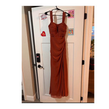Azazie burnt orange maxi dress