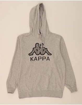 KAPPA Herren Grafik Hoodie Pullover Large Grau Baumwolle CZ10
