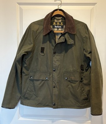 Barbour Standen Spey L Sage Green Waxed Jacket Mens Short Fishing Wading G2U