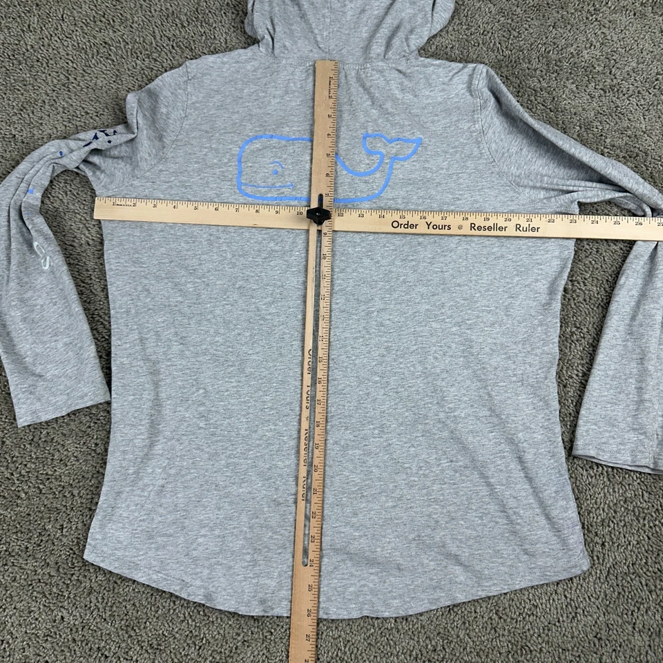 Vineyard Vines Shirt Womens XL Hooded Gray Blue Whale Long Sleeve Print Preppy* - Image 4 of 4
