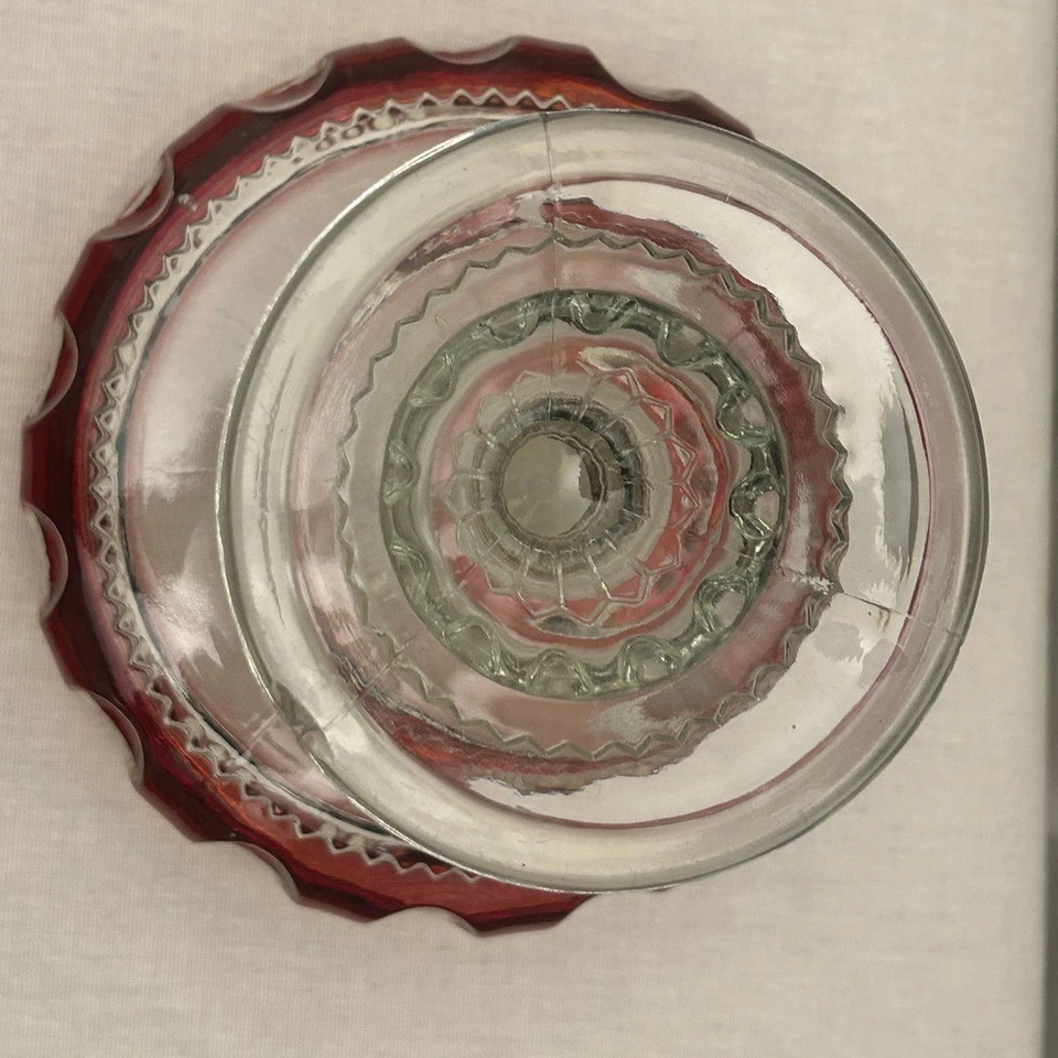 Kings Crown Compote Candy Dish Thumbprint Glass Ruby Red Cranberry - Image 3 of 4