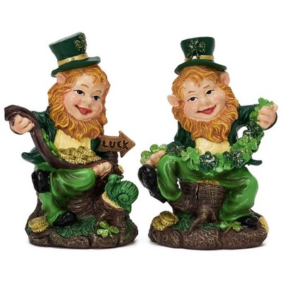 Valery Madelyn St Patricks Day Leprechaun Figurines, 2Pcs Medium, Green
