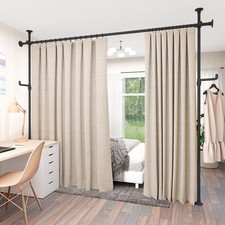 KELIXU No-Drill Room Divider Curtain Rod – Adjustable 4–10ft Floor-to-Ceiling