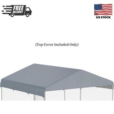 10' x 10' Dog Kennel Cover 600D Heavy Duty Waterproof Replaceable - Gray